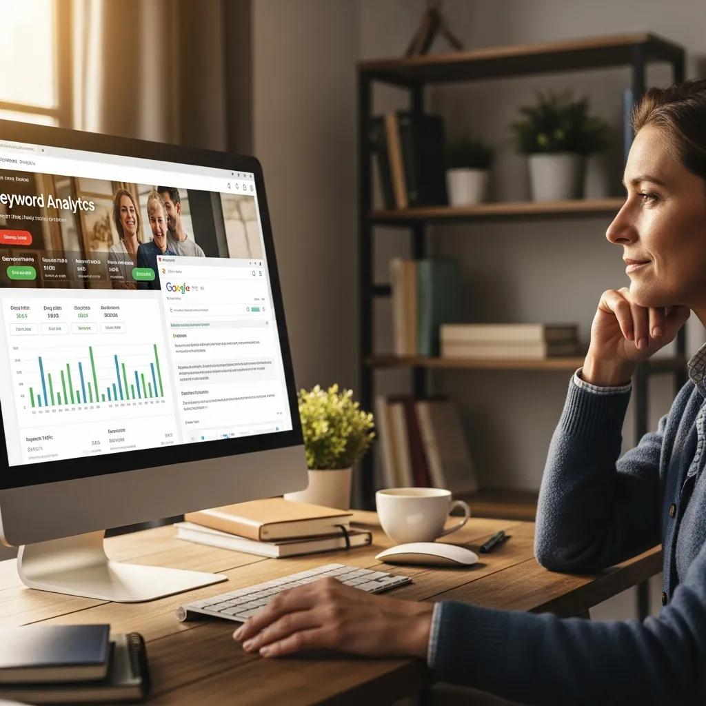 Close-up of a computer screen displaying SEO analytics for rehab center marketing