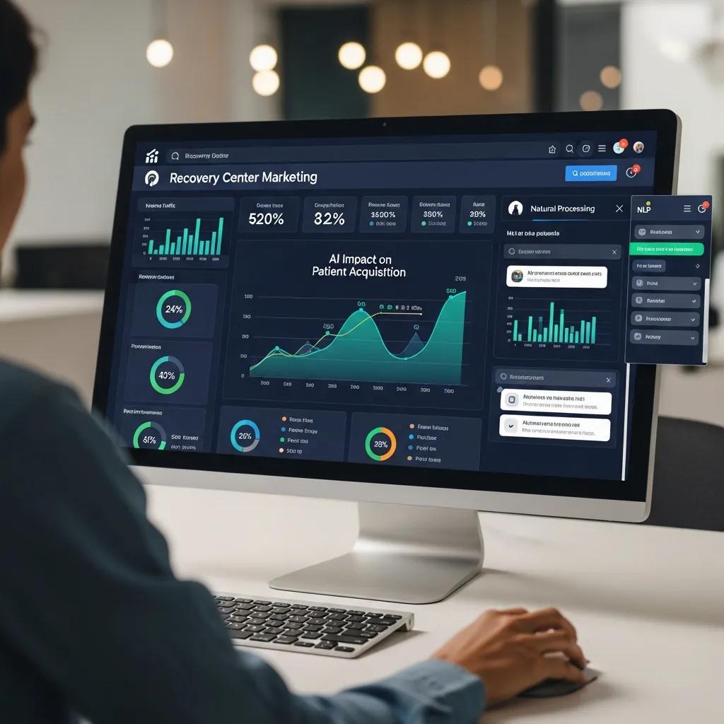 Person using AI tools for digital marketing, showcasing analytics and technology integration in recovery services